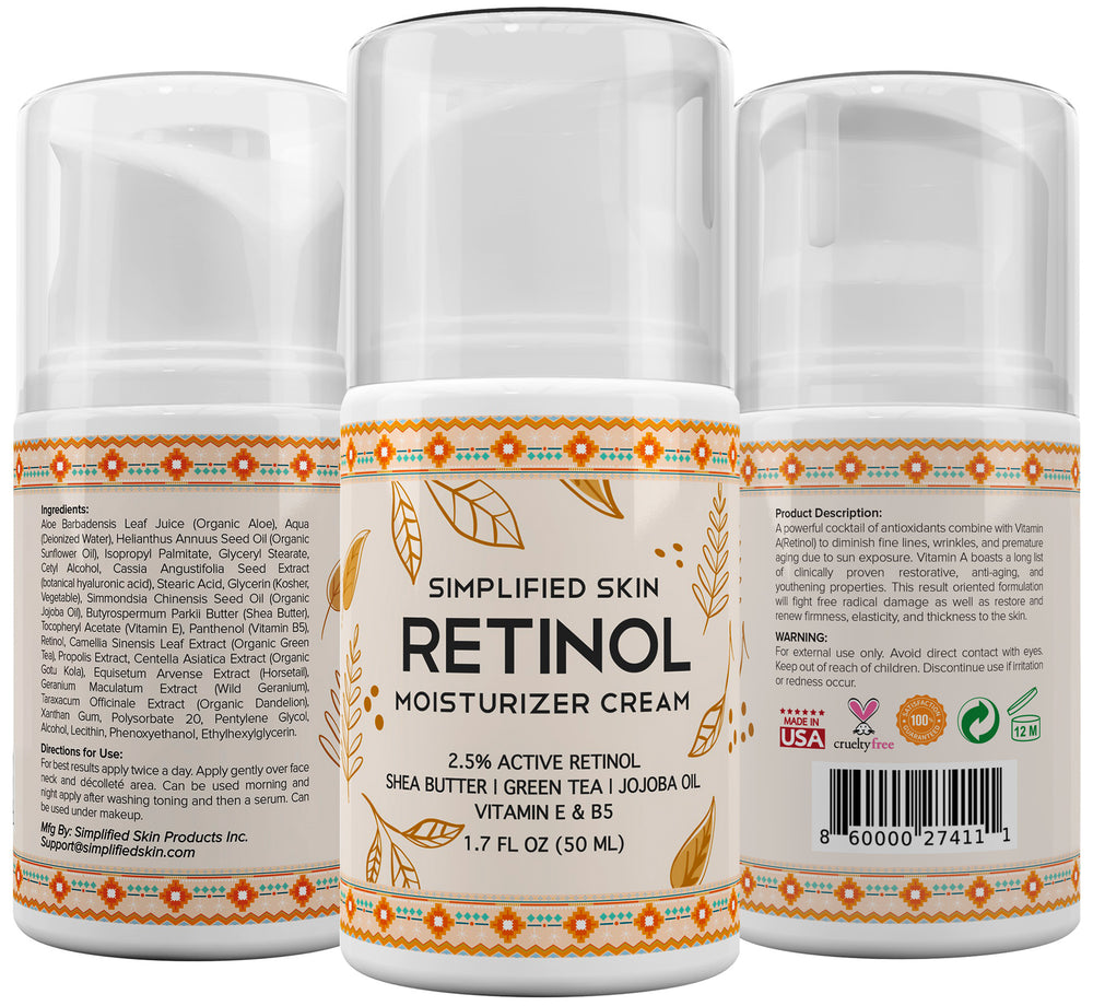 Retinol Moisturizer Cream 2.5 for Face Anti Aging, Wrinkles 1.7 oz